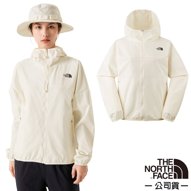 防曬必備【The North Face】女 NEW ZEPHYR WIND 防風防潑水防曬連帽輕薄外套/7WCP-QLI 沙丘白✿30E010